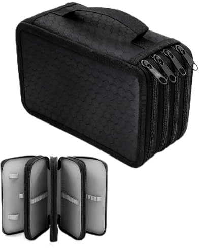 YTSMFL Super Large Capacity Pencil Case 72 Slots, Black Coloured Pencils Holder Student Stationary Case Includes Four Pencil sharpeners Extra Large Pen Storage Bag for Pencils