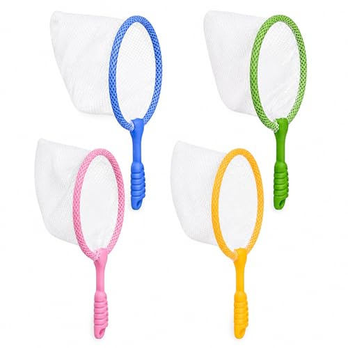 4 Pcs Outdoor Insect Catcher Nets, Colourful Butterfly and Bug Nets, | Lightweight Plastic Nets for Garden, Nature Observation, Wildlife Study and Outdoor Activities, 13 x 23cm