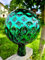 Naturholz-Schreinermeister XXL Rosenkugel Rautenoptik Höhe 23cm Durchmesser 18cm Rosenkugeln Gartenkugel Handarbeit stabieles Glas verspiegelt und wetterfest (Grün)