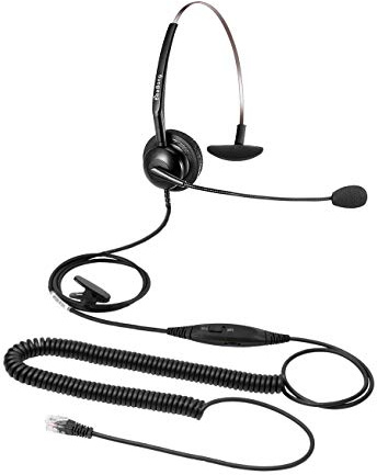 Beebang RJ9 Cisco IP-telefonheadset med brusreducering av mikrofoner, headset med ett öra för endast Cisco, callcenter-headset för fasta telefoner för kontor
