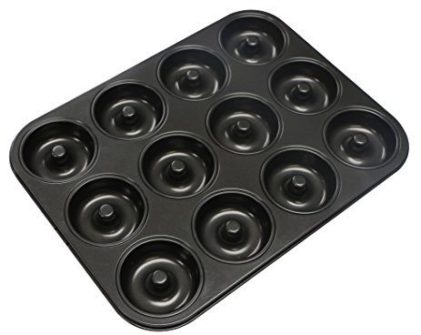 webake Donuts Backform Donutform Kuchenform 7cm Antihaft 12 Vertiefungen für Donut, Muffin, Brownie, Kuchen, 35 x 27 cm