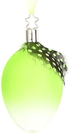 Inge-glas Oster-Hänger Ei Weightless frühlings-grün matt mit Feder H ca. 8 cm