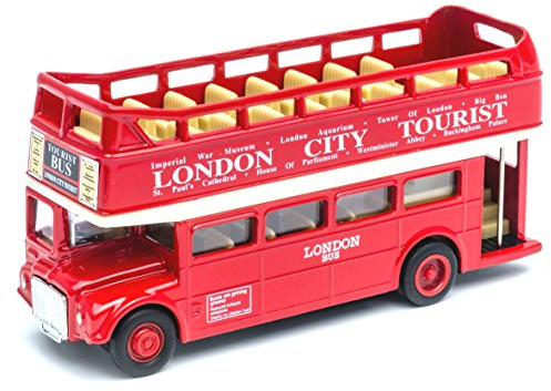 Peterkin | Véhicule Jouet Bus londonien Ouvert | Bus Touristique londonien Rouge de 12,7 cm avec Action à Tirer et à emporter | Véhicules moulés sous Pression | À partir de 3 Ans