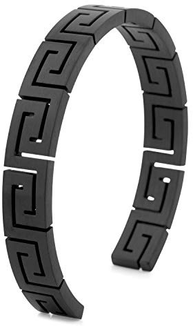 Akitsune Argius Mander Pulsera | Griego antiguo Brazo Joyería Mujer Hombres Pulsera de acero inoxidable Cuff, 60 mm, Acero inoxidable Acero aleado Plata