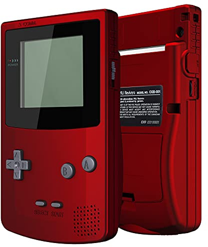 eXtremeRate IPS Ready Upgraded Case&Button für Gameboy Color, DIY-Ersatz Full Hülle Gehäuse Set für Gameboy Color gbc OSD&Reguläres IPS&Standard LCD-Rot(Ohne Konsole & Screen)