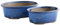 Wazakura Banko Series Lot de 2 Pots à Bonsaï Faits à la Main avec Trous de Drainage, Fabriqués au Japon, en Céramique, Vase Ovale Décoratif, Bol pour Plantes d'Intérieur – Bleu