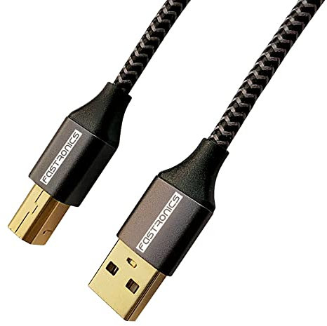 FASTRONICS 5M/16FT USB Printer Cable USB 2.0 Type A Male to B Male Nylon braided Cable Compatible with Printers Like Canon, HP, Brother, Epson, Lexmark, Dell, Samsung etc and other USB B devices