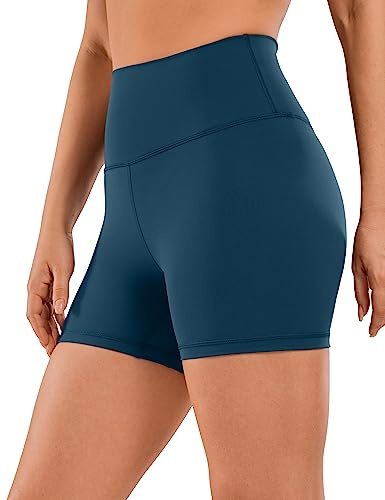 CRZ YOGA Mujer Naked Feeling Pantalones Cortos Deportivos Cintura Alta Yoga Ciclismo Fitness Mallas Cortas - 10cm Marfil FRANCÉS 38