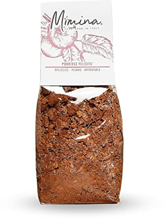 Mimina - Porridge heureux, flocons d'avoine, saveur cacao, bouillie d'avoine biologique, végétalien, grains entiers pour le petit déjeuner, collation nutritive, paquet de 300 g
