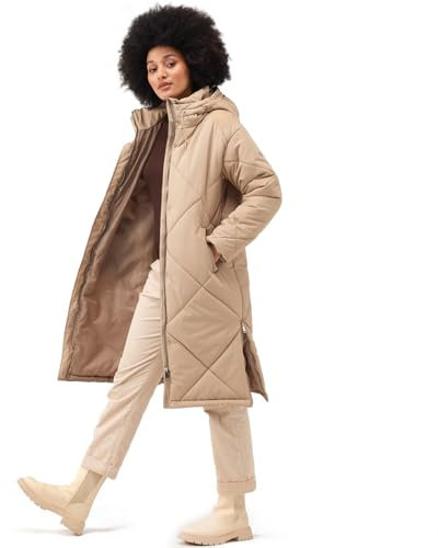 Regatta Womens Cambrie Quilted Warm Winter Long Jacket - Barleycorn - 18