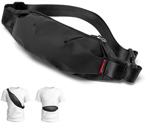 Bauchtasche Gürteltasche Hüfttasche Sport - Handy Umhängetasche für Damen Herren - Schwarz Wasserdicht Stylisch Nylon Klein Unisex Bunt Hip Bum Waist Fanny Pack für Outdoor Reise Wandern Hundetraining