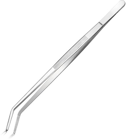 Aquarium Curved Tweezers Stainless Steel 30cm Feeding Tongs for Fish Tank Plant Aquascape Tools (30CM Elbow)