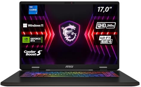 MSI Sword 17 HX, Gaming Laptop, 43,2 cm (17,0) QHD+, Intel Core i7 Prozessor 14700HX, 16 GB DDR5 RAM, 1 TB SSD, NVIDIA® GeForce RTX™ 4060, Windows 11 Home, QWERTZ Tastatur, Schwarz, B14VFKG-038