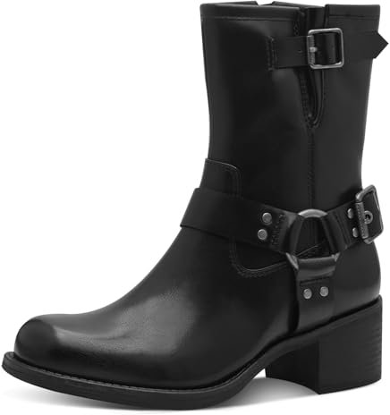 MARCO TOZZI Damen Stiefeletten mit Absatz mit Blockabsatz mit Reißverschluss, Schwarz (Black), 37 EU