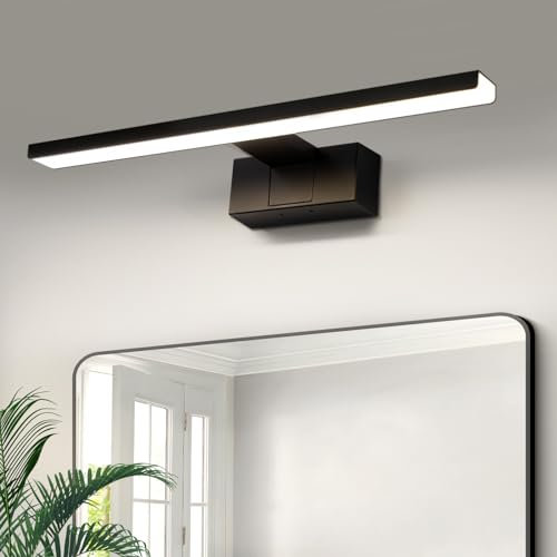 Homefire lampe de miroir LED lampe de miroir salle de bain - 40CM salle de bain noir lampe de bain murale IP44 lampe murale moderne blanc neutre 4000K lampe murale pour cave cuisine