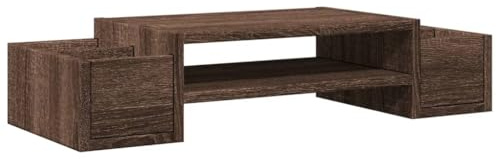 vidaXL Skärmställ med förvaring brun ek 70x27x15 cm konstruerat trä, ställ för monitor, datorställ, monitorstativ, ställ för monitorer, monitorställ