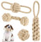 Jouets pour Chiens, Jouet Chien Corde, Lot de 4 Jouets à Mâcher pour Chiens de Petite et Moyenne Taille, Corde avec Balle à nœud, Jouet en Corde Indestructible pour Petits et Grands Chiens