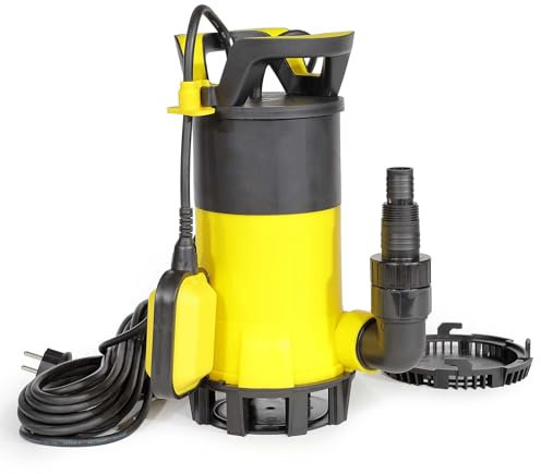 Wiltec 3 in 1 Flachsauger Tauchpumpe 550 W, Schmutzwasserpumpe 12500 l/h, Flachwasserpumpe mit Schwimmer, Flachsaugpumpe für Keller und Garten