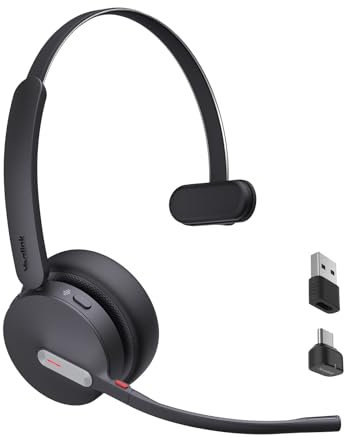 Yealink BH70 Mono Bluetooth Headset mit Mikrofon für Homeoffice, Microsoft Teams Zertifiziertes Bluetooth Kopfhörer Kabellos bis zu 35h Sprechzeit, 3 Mikrofon Geräuschunterdrückung, 147g Leichtes