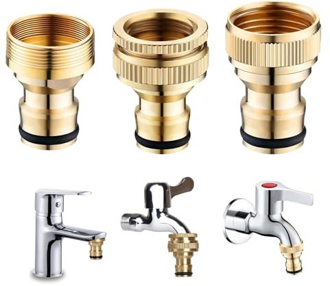 BSITSSS 3 Piezas Adaptador Manguera Grifo, Conector de Manguera, Enchufe Rapido para Manguera Agua para Riego y Jardín, Adaptador de Manguera para Riego y Jardín