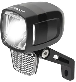 Addview Dynamo - Luz frontal de 80 lux Hammer M80 – Luz de bicicleta con sensor de brillo, luz de posición, homologado StVZO y ECE, soporte de aluminio, IP65, 6 V para dinamo de buje o corredor