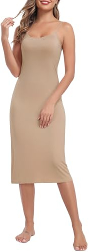 Lovasy Women's Full Slips Soft Slinky Petticoat Ladies Long Nighties Basic Underskirt for Women with Adjustable Straps Size UK 6-26