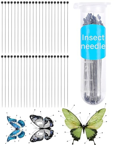 FUGLUS 100 pièces épingles d'insectes épingles à spécimen en Acier Inoxydable avec boîte en Plastique pour Dissection d'entomologie de Laboratoire Scolaire