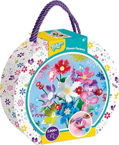 Flower Factory presentförpackning | strykpärlor pysselset för barn från 6 år – kreativt gör-det-själv-set för blommor, pyssel och design