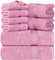 Utopia Towels - 8 teilig Handtücher Set aus Baumwolle mit Aufhänger - 2 Badetuch, 2 Handtücher und 4 Washclappen - (Rosa)