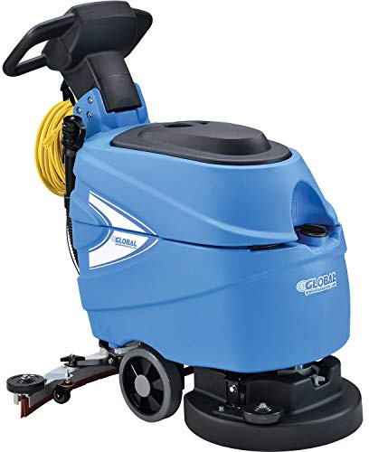 Global Industrial Commercial Electric Walk-Behind Ergonomic Auto Floor Scrubber, Corded, 17 Cleaning Path, 9.2 Gallon Solution Tank, 10.5 Gallon Recovery Tank