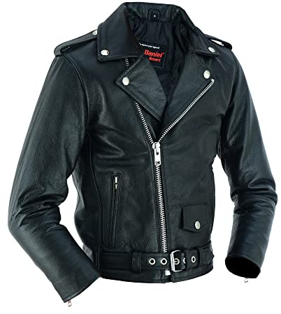 Daniel Smart Boys Leather Jacket Premium Kids Motorcycle Jacket with Unique Plain Sides Design and Multiple Pockets
