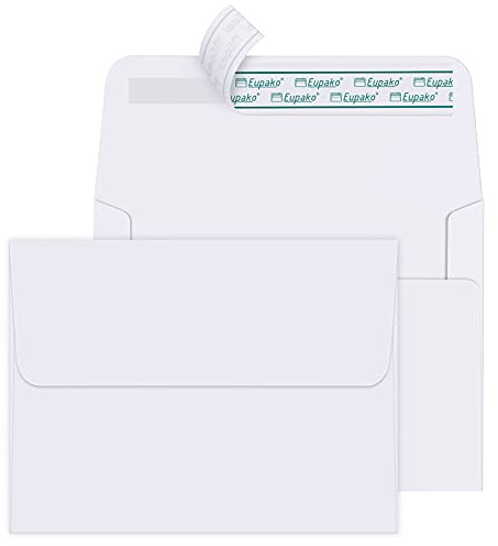 Eupako A2 White Paper Envelopes 250 Pack 4.375x5.75 Invitation Envelopes Self Seal for RSVP, Wedding, Thank you Notes, Greeting Cards, Photos, Announcements