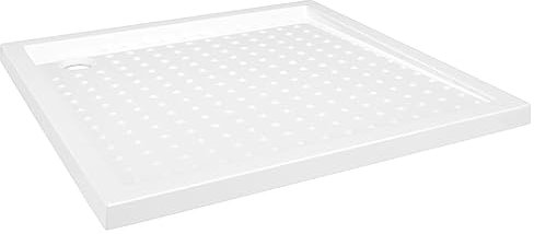 vidaXL Plato de Ducha con Puntos Base Placa Receptor Cuarto de Baño Aseo Resistente a Arañazos Manchas Antideslizante ABS Blanco 80x80x4 cm