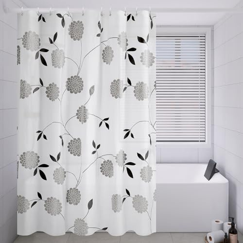 Lkw Ogechi Cortina de Ducha PEVA Florales, Cortinas de Baño Extra Ancho 300 CM, Cortina de Ducha Impermeable Florales, Cortinas de Ducha Secado Rápido Antimoho para Habitación Humedad (240x200cm)