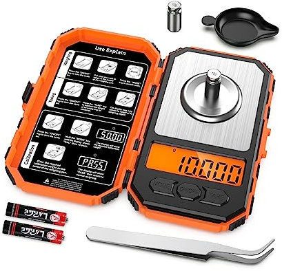 Ankilo Professionelle Taschenwaage,50g/0,001g Feinwaage Digitale Milligramm Waage,Hochpräzise Schmuckwaage im Taschenformat, mit 20g Cal-Gewicht, Pinzette,Tray