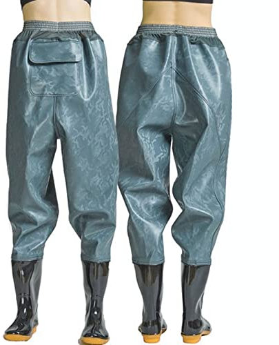 WJFLUCK Wathose für Angler, Unisex, wasserdichte Jagdwathose, Angelhose mit Nicht regenddichten Taschen, PVC-Gewebe, hohe Elastizität, ölbeständig, reißfest, leicht zu reinigen, Gelb, 41EU (Blau 38)