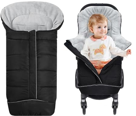 KUWUNG Fußsack Kinderwagen,Fußsäcke für Kinderwagen, Fusssack Kinderwagen Baby Winter mit Reißverschluss und Einstellbarer Zugkordel,Thermo-Fleece Winterfußsack Kinderwagen für Alle Kinderwagen