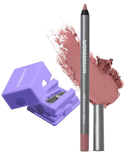 Wonderskin 360 Contour Lipliner Pencil with Sharpener - Long Lasting, Sharpenable Lipliner, Waterproof & Transfer-Proof Lip Pencil (Blush)