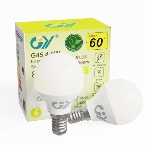 GY E14 LED Warmweiss Lampe 4,9W 3000K 807 Lumen Warmweiß Leuchtmittel, G45/P45 Energiesparlampe 60W lampe ersetzt, Nicht Dimmbar LED Birnen,6 stück