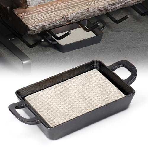Pearwow Cast Iron Firestarter Tray,Heat Resistant Fireplace Tray,Cast Iron Tray for Firestaring,Easy to Light Wood Chips Firestarter Trays for Fireplace Grate,Fire Pits Tray,Campfire,Wood Stoves