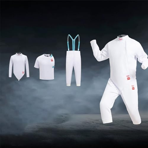 YZMJXNYY Fencing Uniform Suit 450N, Children Adult Fencing Equipment Protective Suit, 3-Piece Professional Fencing Suit, for Fencing Training/Competition(54)