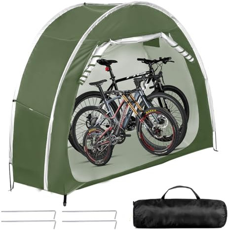 DOKKOME Tenda per bicicletta, impermeabile, portatile, da campeggio, per biciclette, garage, per esterni, per biciclette, moto, attrezzi da giardino, colore: verde