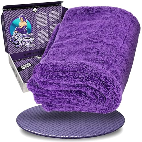 Nuke Guys Auto Trockentuch extrem saugstark & lackschonend | Gamma Dryer XXL 50x80cm Lila | 1400 GSM Mikrofaser Tuch zum effizienten Trocknen nach der Autowäsche | Mikrofasertuch