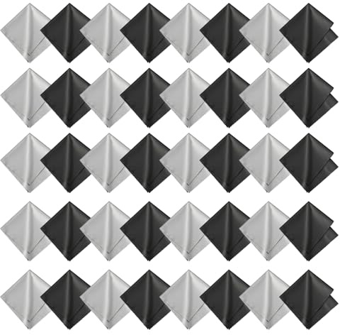Romon Chiffons de Nettoyage en Microfibre, 40 Paires de Chiffons Lavables et Réutilisables De 20 * 20 Cm pour Nettoyer Les Lunettes, Les Lentilles et Les Écrans, Noir & Gris