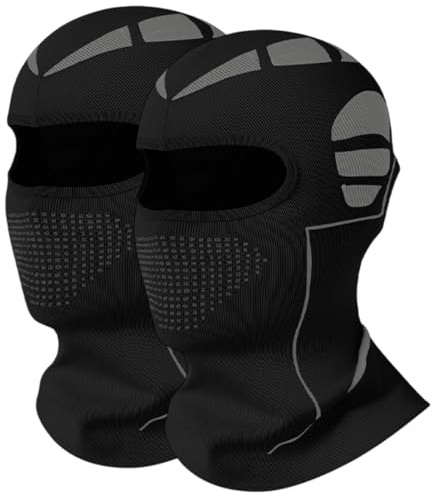 Pasamontañas Moto 2 Piezas, Balaclava Invierno Transpirable con Protección contra el Viento para Hombre y Mujer, Ideal para Moto, Esquí y Ciclismo, Negro Gris