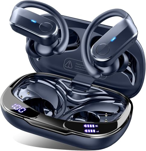 Cuffie Bluetooth 5.4 Sport, Auricolari Bluetooth 70 Ore HiFi Stereo,Cuffie Wireless Impermeabili IPX8,4 ENC Cancellazione Rumore Mic,Con Display a LED, Headphones Per Corsa e Sport Estremi, USB-C