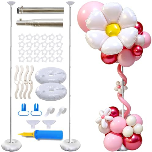 Kit de soporte de columna de globo, soporte de arco de metal ajustable con bases, adecuado para cumpleaños, decoración de fiestas, bodas