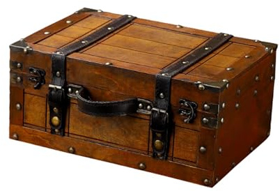 Ailan Valigia in Legno Antica, Baule Decorativo Vintage con Coperchio incernierato, per Eventi, Gioielli e Foto, Contenitore per Gioielli, Biglietti da Visita, ricevute, Foto
