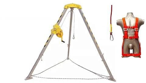 Kit anticaduta resistente – Treppiede per spazi confinati, in alluminio, gambe telescopiche da 1,2 - 2,8 m, corda di protezione anticaduta per pozzi profondi, fognature, canna fumaria, sicurezza