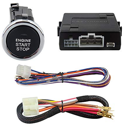 EASYGUARD ES002-P5 Push Start Button Kit & Keyless Go Compatible with DC12V Cars (Diesel & Petrol, Manual Automatic) - Blue - 1 Pack - Physical Push Buttons - Passenger Car, Truck, SUV, Van